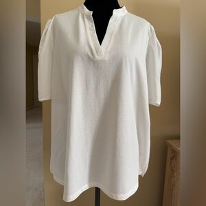 Marc New York Cream V-Neck Blouse with pleated back